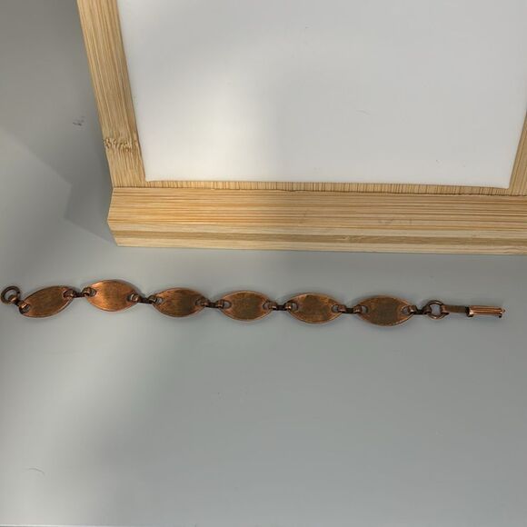 Midcentury Vintage Solid Copper Oval Chain Link Bracelet 7.5” - Picture 5 of 5